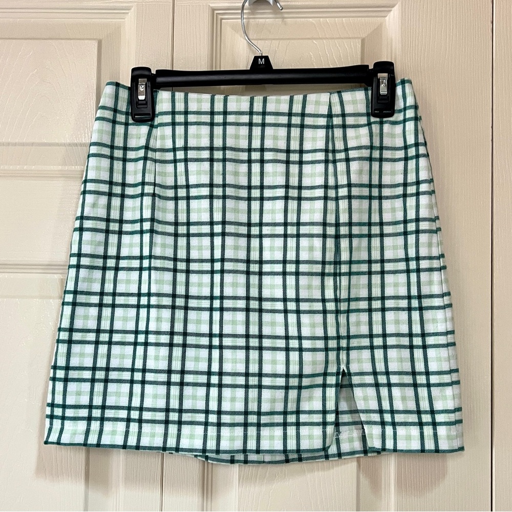 Wild Fable Plaid Mini Skirt in Green and White